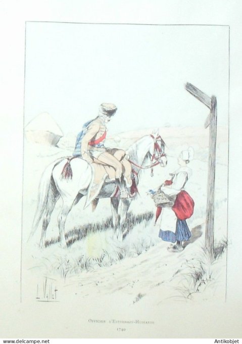 Officier d'Esterhazy-Hussards en 1740 signé Louis Vallet