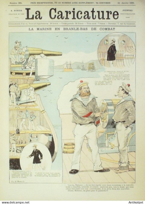 La Caricature 1885 #265 La Marine en branle-bas de combat Barret Gino