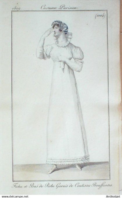 Costume Parisien 1809 #1004 (eau forte) Fichu & bas de Robe garnis