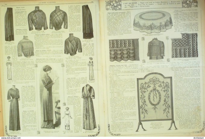 La Mode illustrée journal 1911 n° 40 Toilettes Costumes Passementerie