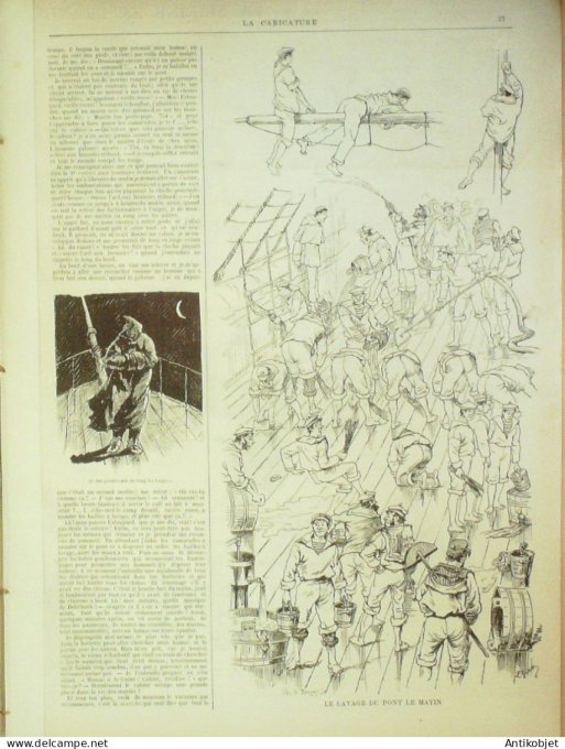 La Caricature 1885 #265 La Marine en branle-bas de combat Barret Gino