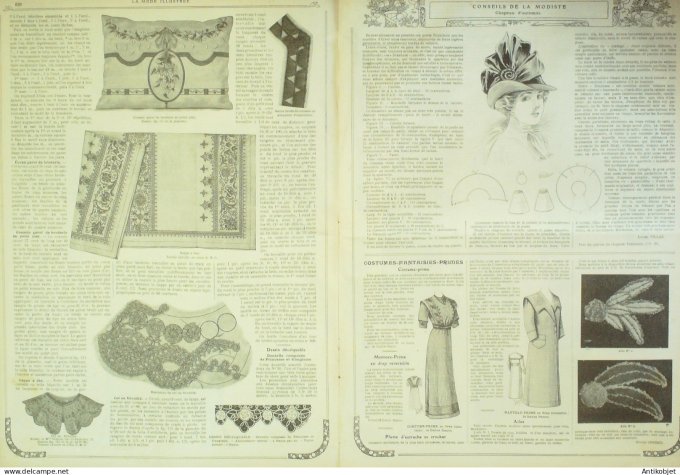 La Mode illustrée journal 1911 n° 40 Toilettes Costumes Passementerie