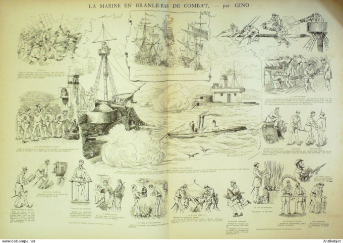 La Caricature 1885 #265 La Marine en branle-bas de combat Barret Gino