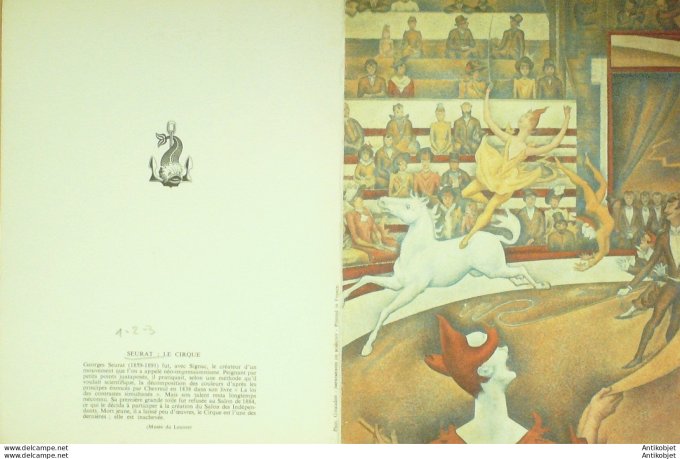 Menu illustré le cirque (Seurat) Paquebot Gal Leclerc (89e voyage) 1964