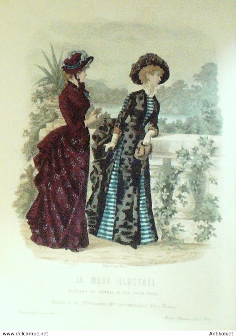 Gravure de mode La Mode illustrée 1882 n°47 (Maison Fladry-Coussinet)