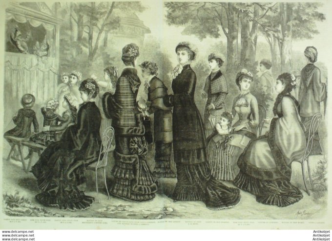 Gravure de mode La Mode illustrée (Maison Coussinet) Pardessus hiver