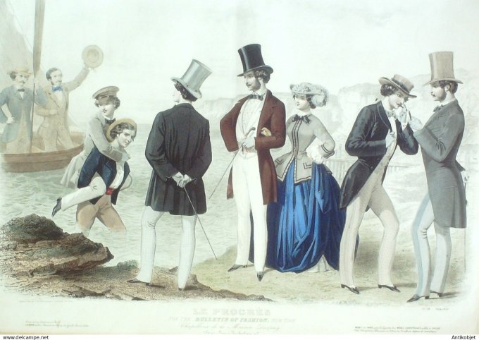 Gravure de Mode originale Le Progres 1856 # 78 (Maison Desprey)