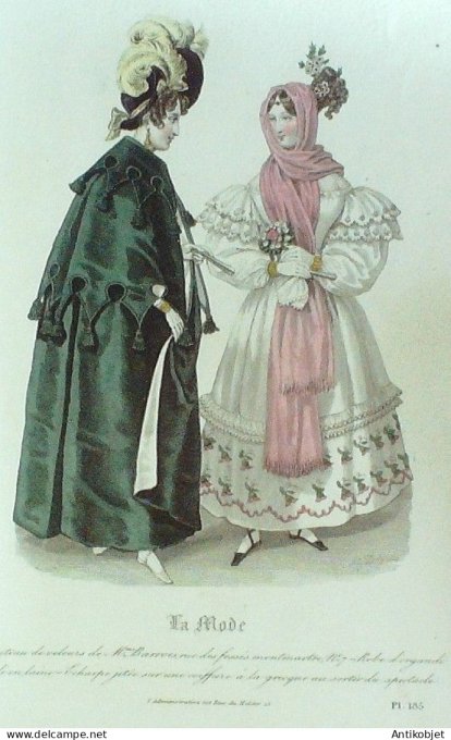 Gravure La mode 1831 # 185 (aquarelle old Fashion plate)