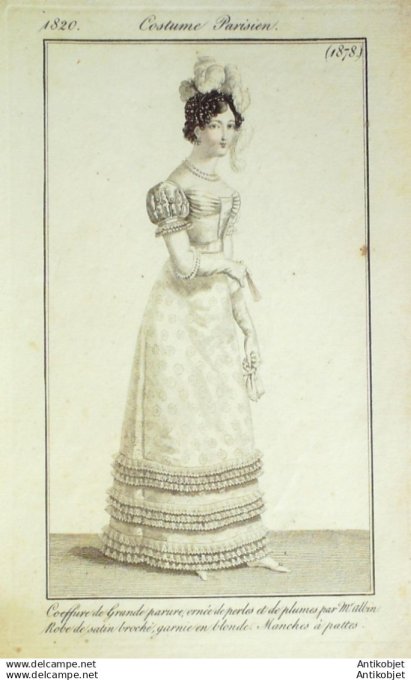Gravure Mode Costume Parisien 1820 # 1878 (eau forte old Fashion plate