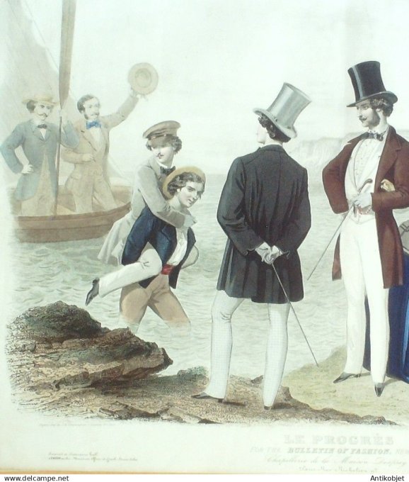 Gravure de Mode originale Le Progres 1856 # 78 (Maison Desprey)