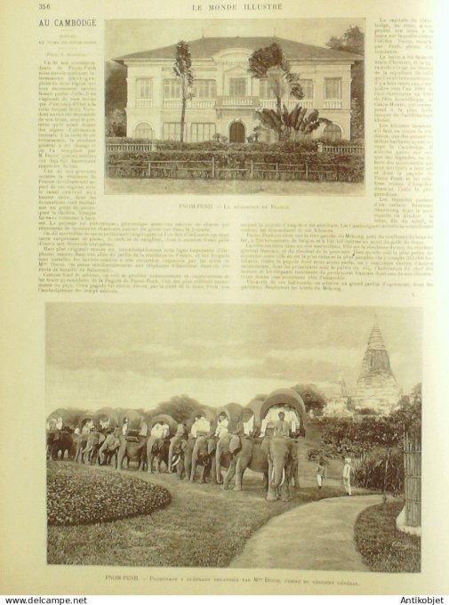 Le Monde illustré 1897 n°2119 Cambodge Pnom-Penh Abyssinie Harrar Ras Makonnen