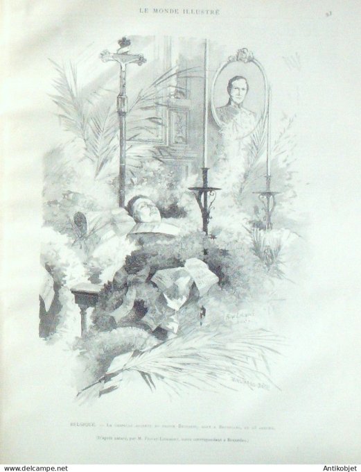 Le Monde illustré 1891 n°1766 St-Jean-de-Luz (64) Asnières (92) Belgique Prince Baudoin Emile Welti