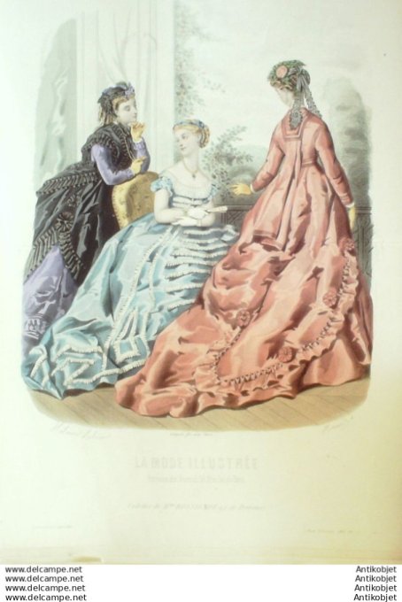 Gravure Mode illustree 1868 # 17 (Old Fashion plate)
