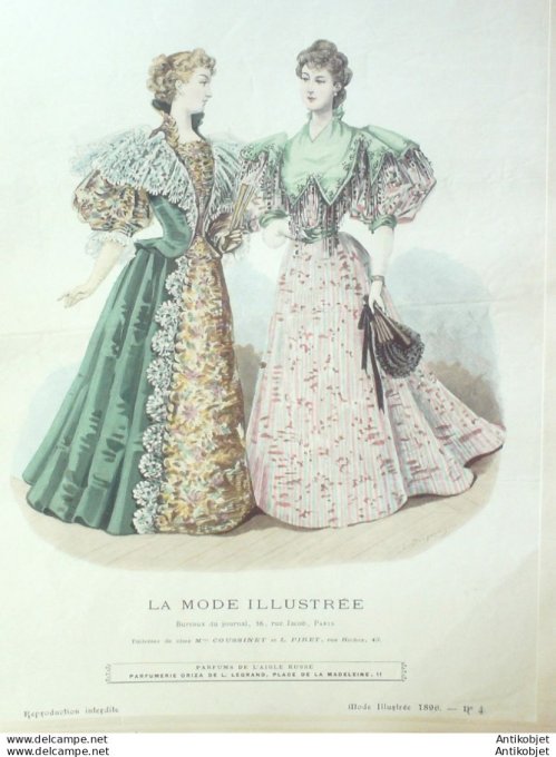 Gravure Mode illustree 1896 #  4 (Old Fashion plate) rare
