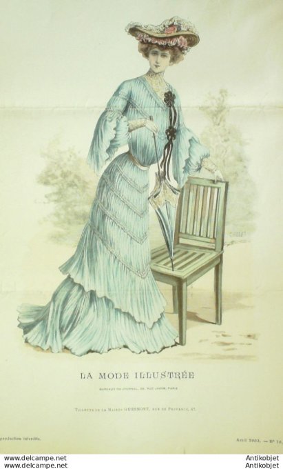 Gravure Mode illustree 1903 # 16 (Old Fashion plate) rare