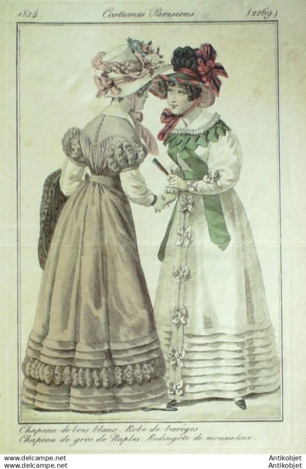 Gravure Mode Costume Parisien 1824 # 2269 (eau forte old Fashion plate