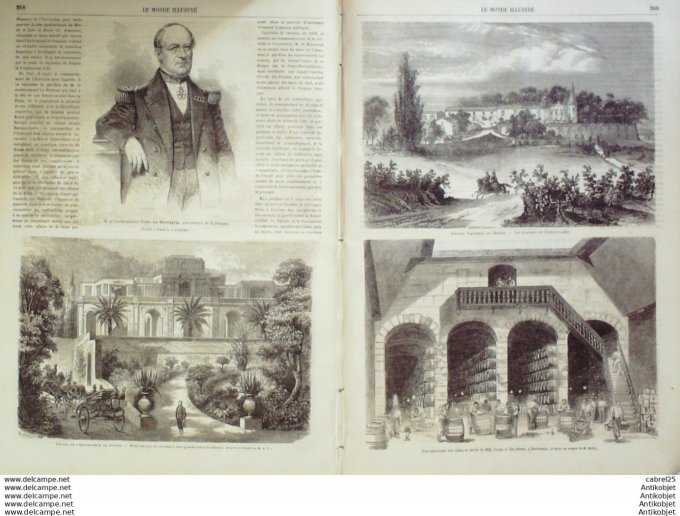 Le Monde illustré 1864 n°393 Menton Nice (06) Monaco (98) Château Lafite (92)
