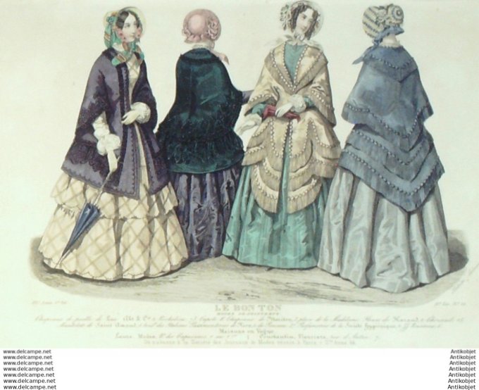 Gravure Mode Le Bon Ton 1849 16 # 21 (aquarelle old fashion plate)