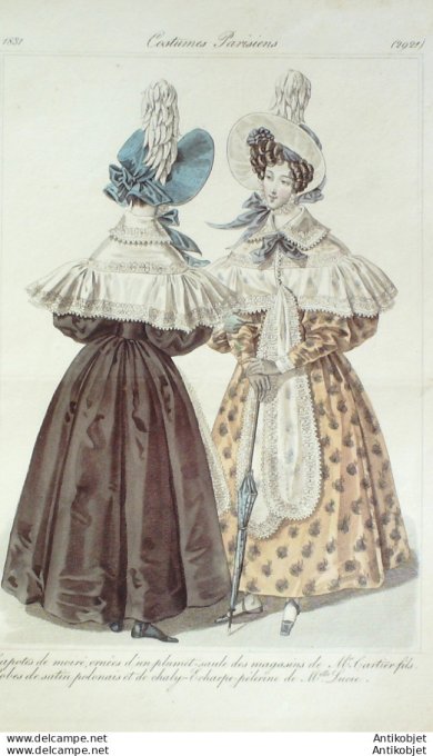 Costume Parisien 1831 # 2921 Robes de satin polonais de Charly