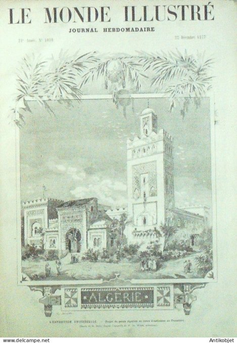 Le Monde illustré 1877 n°1080 Algérie Palais Trocadéro Rome Vatican