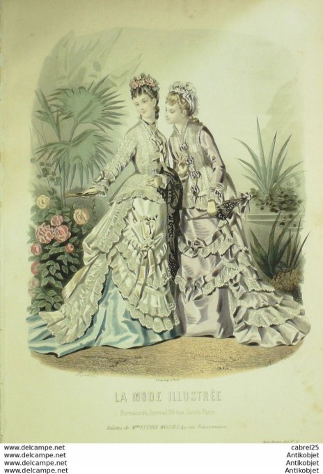 Gravure de mode La Mode illustrée 1876 n°32 (Maison Eesther Massieu)