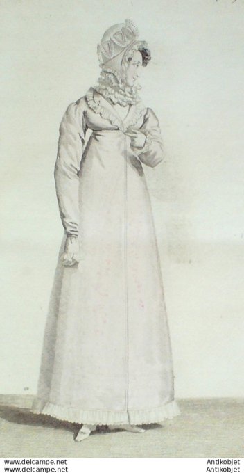 Gravure de mode Costume Parisien 1817 n°1690 Redingote de mousseline