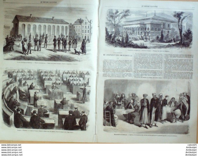 Le Monde illustré 1867 n°524 Luxembourg Italie Florence Expo Suède Cambodge Peam Tem Cofo