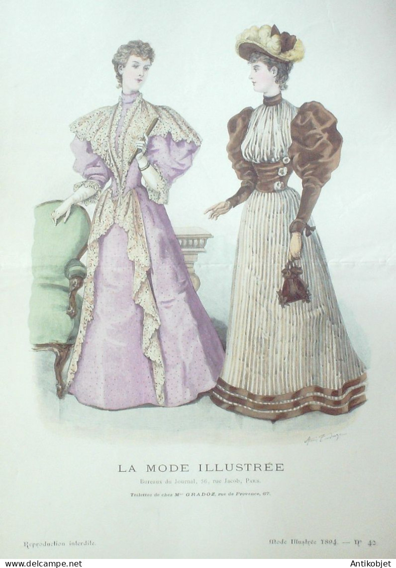 Gravure Mode illustree 1894 # 42 (Old Fashion plate) RARE