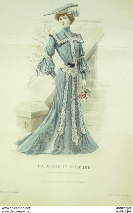 Gravure Mode illustree 1903 # 15 (Old Fashion plate) rare