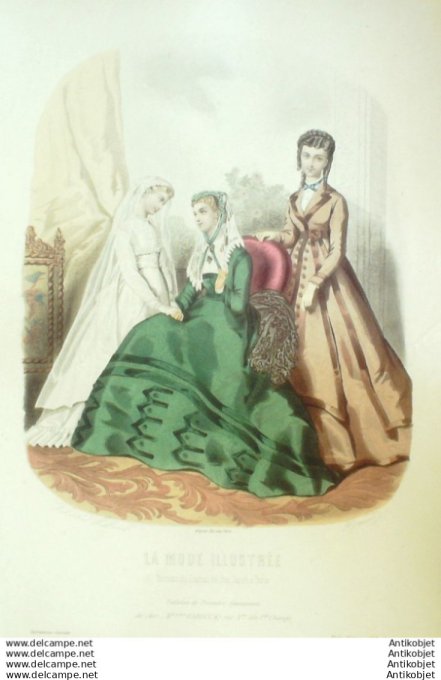 Gravure Mode illustree 1868 # 15 (Old Fashion plate)