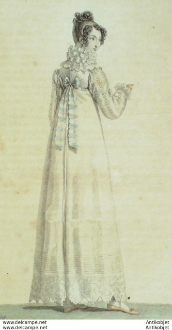 Gravure de mode Costume Parisien 1815 n°1510 Robe perkale