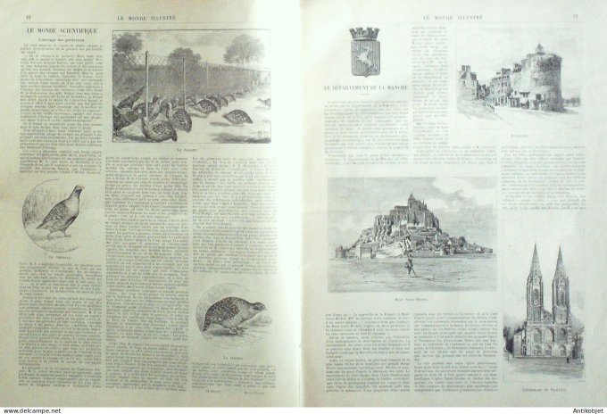 Le Monde illustré 1893 n°1893 Marly-le-Roi (78) Avranches Mont-St-Michel Coutances St-Lô Cherbourg  