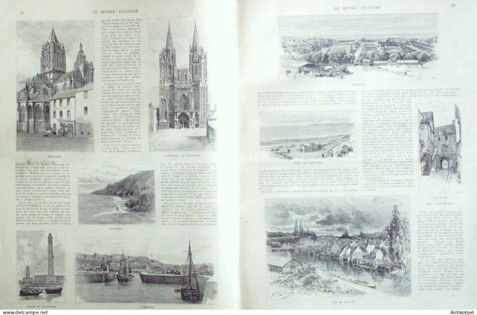 Le Monde illustré 1893 n°1893 Marly-le-Roi (78) Avranches Mont-St-Michel Coutances St-Lô Cherbourg  