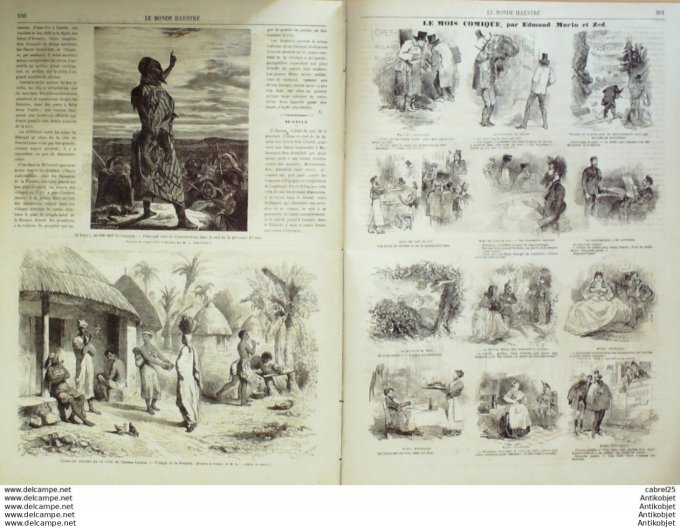 Le Monde illustré 1864 n°395 Villefranche (69) Nice (06) Usa New York Sierra Léone Bramea