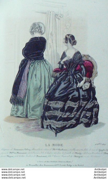Gravure La mode 1841 # 39 (aquarelle old Fashion plate)