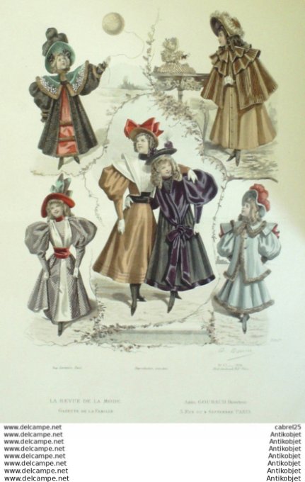 Gravure Mode La Gazette 1894 # 43 (Old Fashion plate)