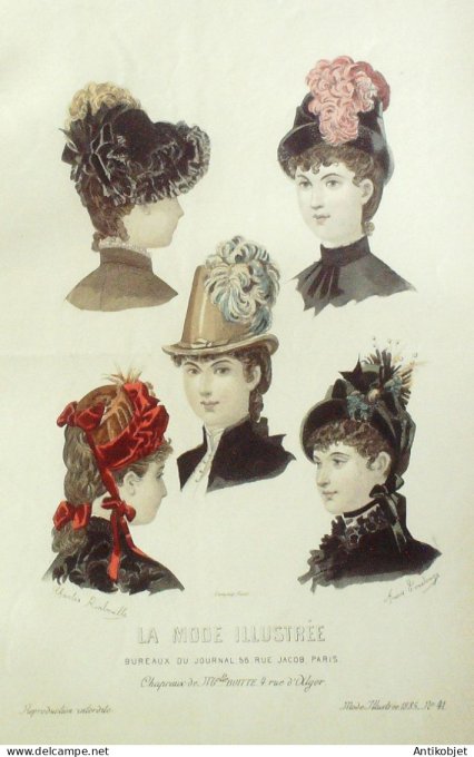Gravure Mode illustree 1885 # 35 (Old Fashion plate)