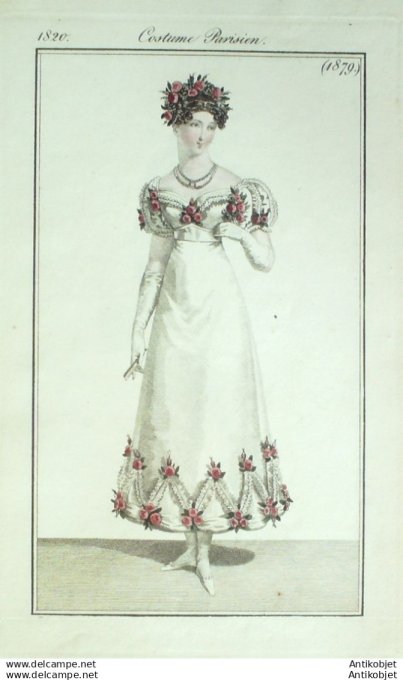 Gravure Mode Costume Parisien 1820 # 1879 (eau forte old Fashion plate