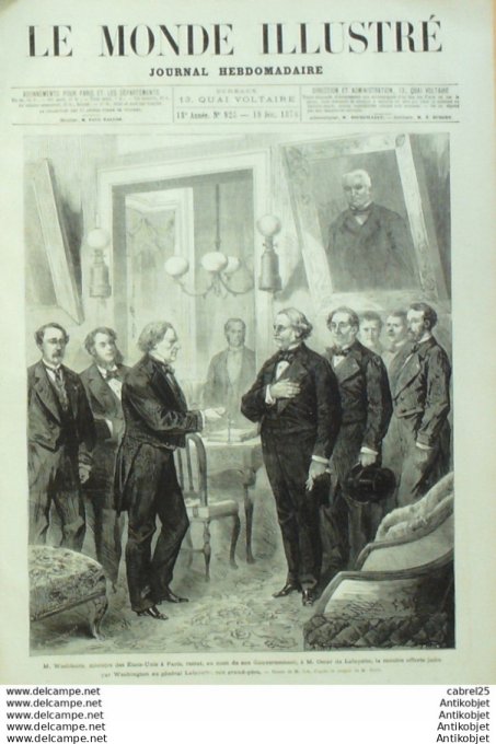 Le Monde illustré 1874 n°923 Lille (59) Belleme (61) Montmartre Fêtes Usa Washburn Opera