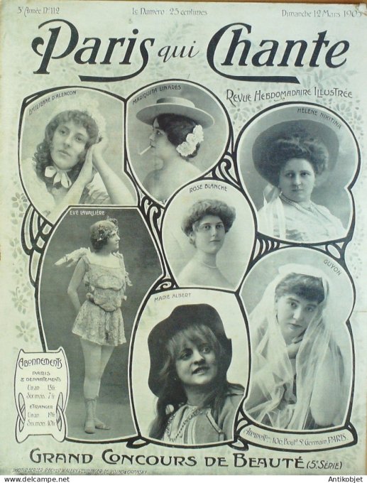 Paris qui chante 1905 n°112 Denorez Lorée Flavy d'Orange Sigurd Baldy Farjaux