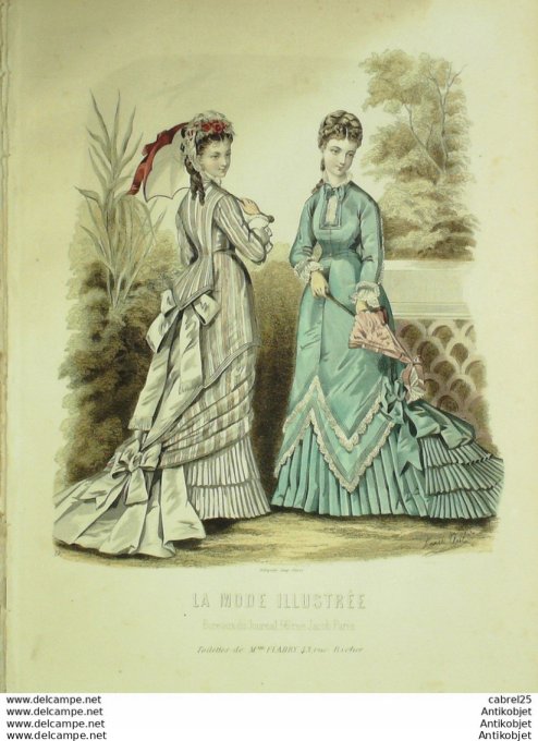 Gravure de mode La Mode illustrée 1876 n°33 (Maison Fladry)