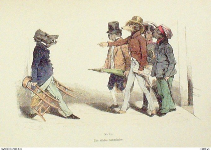Grandville "Les Métamorphoses du jour" XLVI Chiens Loup 1847