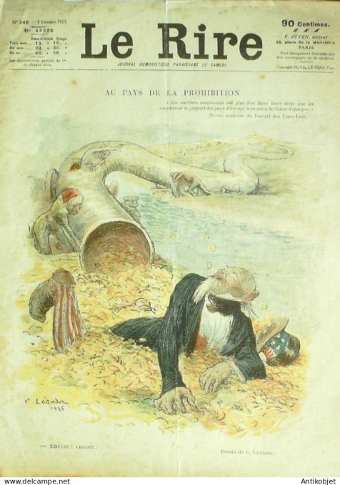 Le Rire 1924-10- 3 # 348 Journal humoristique Ed.Originale Prohibition