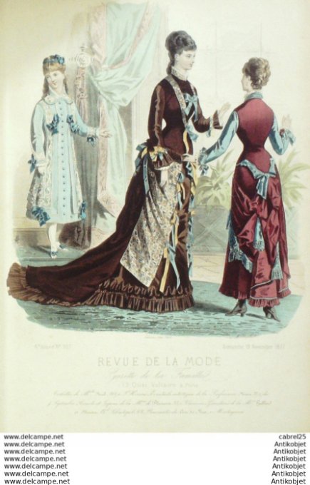 Gravure Mode La Gazette 1877 # 307 (Old Fashion plate)
