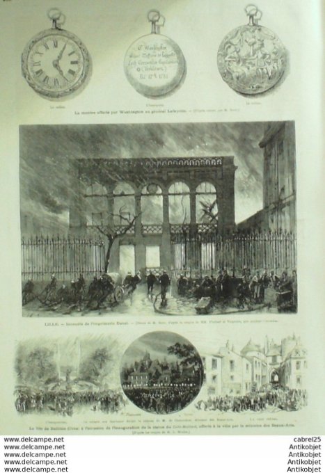 Le Monde illustré 1874 n°923 Lille (59) Belleme (61) Montmartre Fêtes Usa Washburn Opera