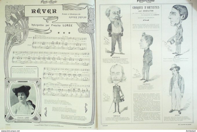 Paris qui chante 1905 n°112 Denorez Lorée Flavy d'Orange Sigurd Baldy Farjaux