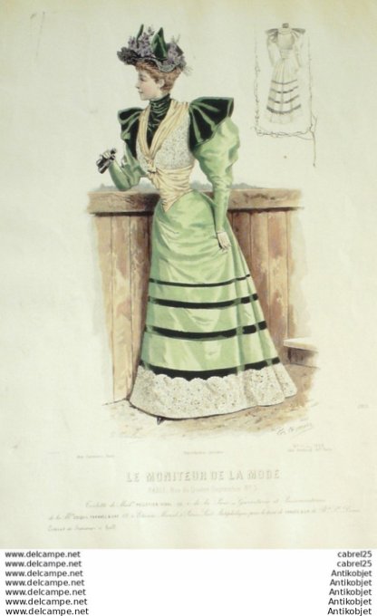 Gravure Mode Le Moniteur 1893 # 11 (Old Fashion plate)