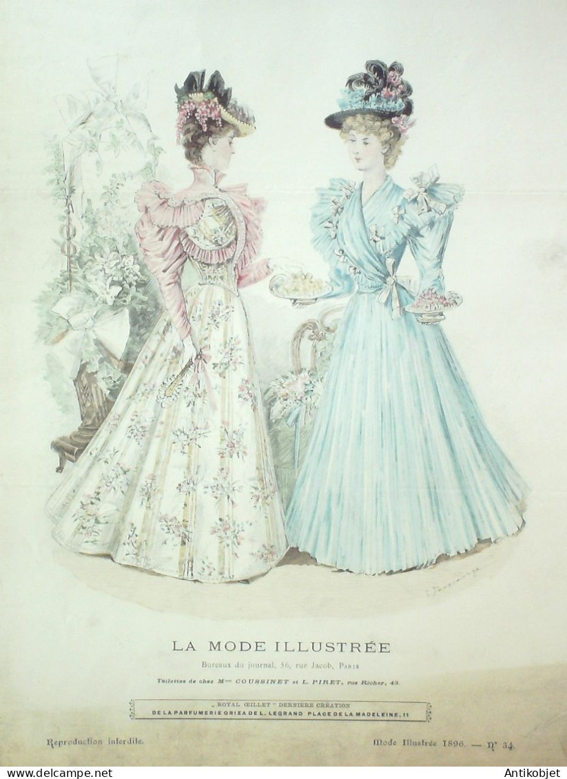 Gravure Mode illustree 1896 # 34 (Old Fashion plate) RARE
