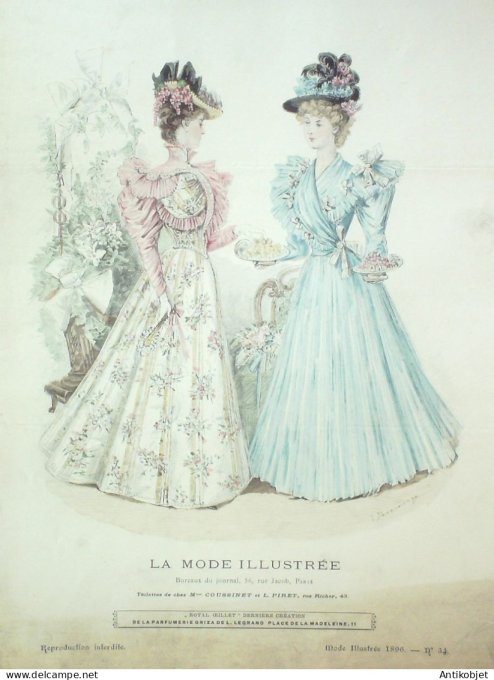 Gravure Mode illustree 1896 # 34 (Old Fashion plate) RARE