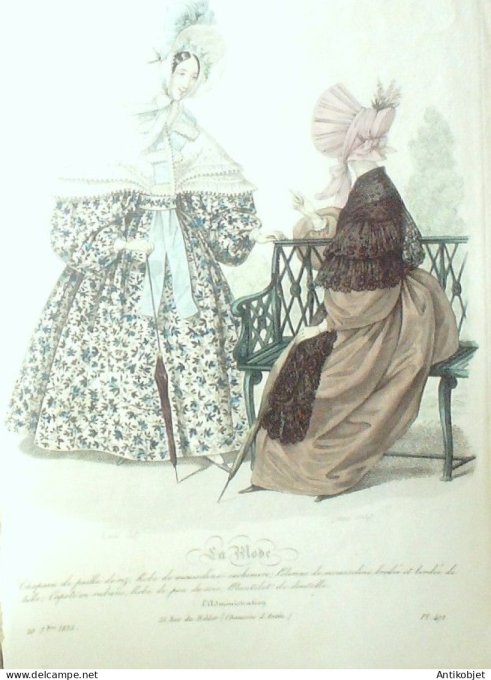 Gravure La mode 1835 # 471 (aquarelle old Fashion plate)